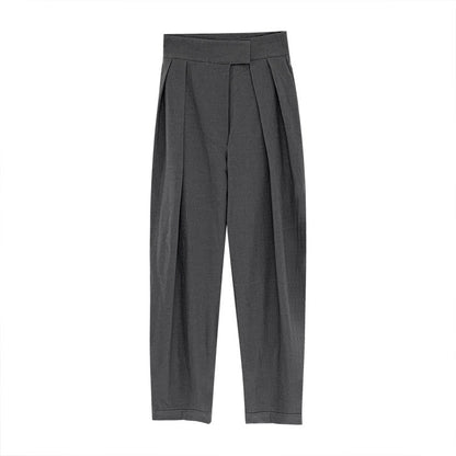 Spring and Autumn Velcro Draping Suit Pants Design Pressed Pleated Loose Straight Mopping Trousers Casual Wide-leg Pants Women
