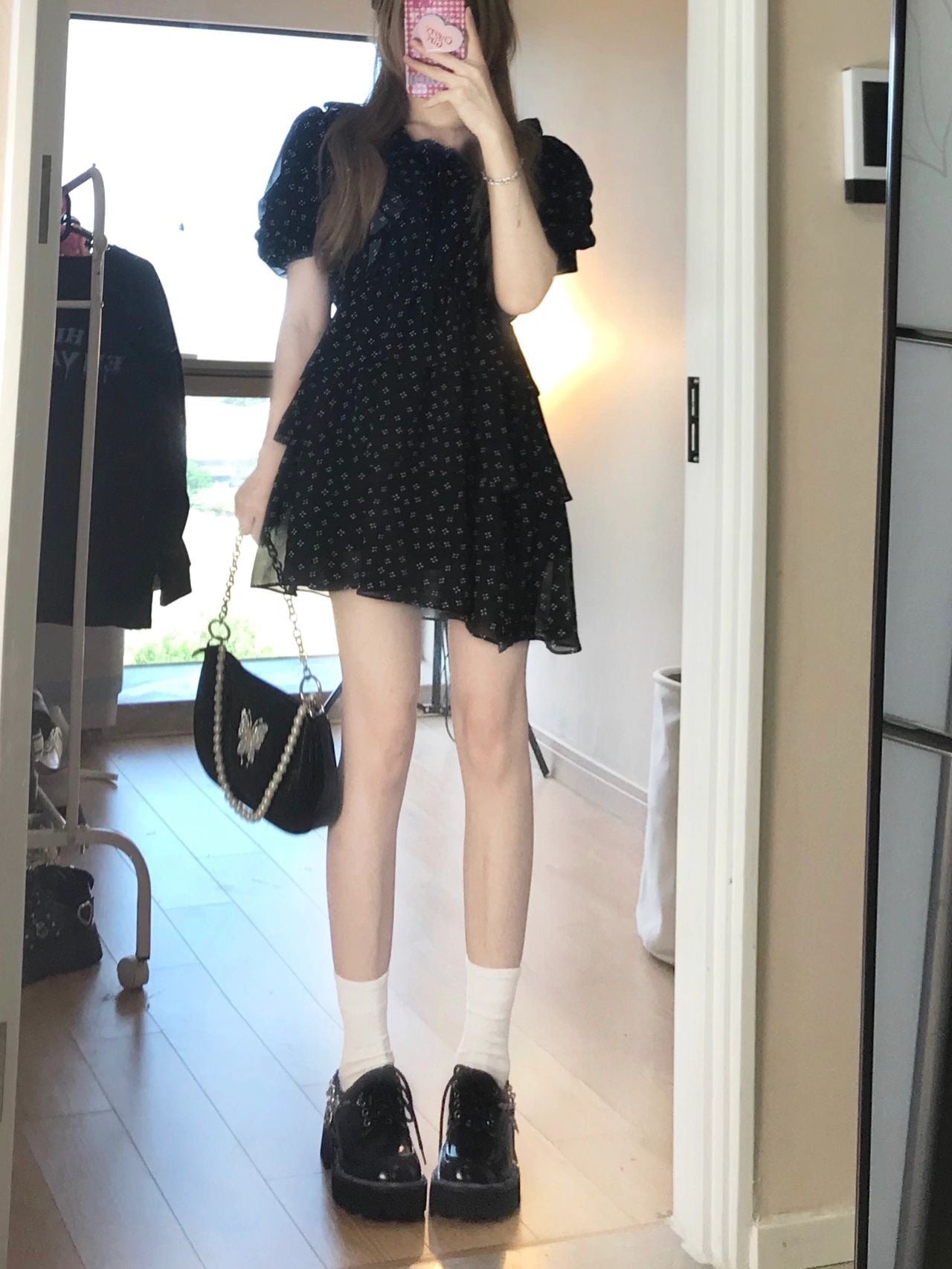 French Tea Break Girl Puff Sleeve Cake Dress Floral Dress Bandage Summer Slim Waist Slim Temperament First Love Dating