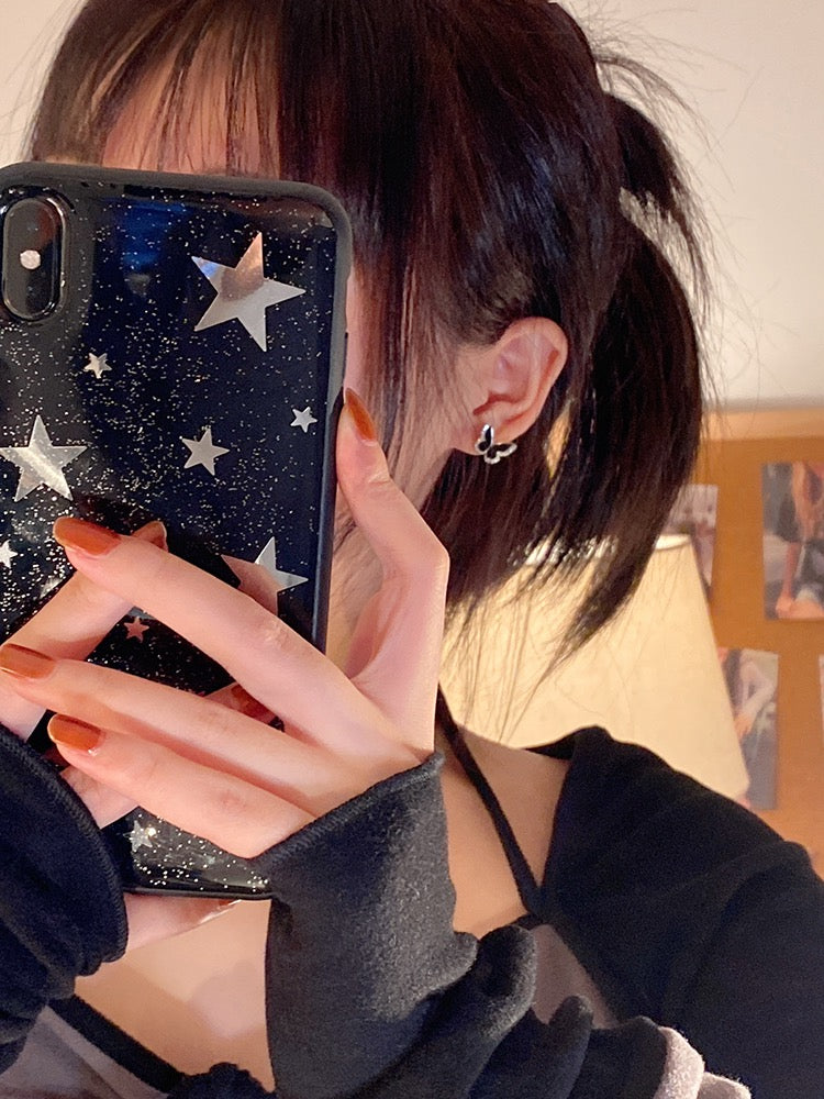 Summer black butterfly earrings women's 2023 new foreign style niche design light luxury high-end earrings earrings