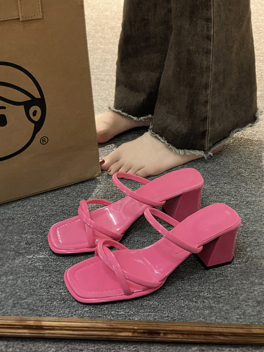 Slippers with skirt women's summer wear 2023 new French retro sandals high-end high-heeled shoes