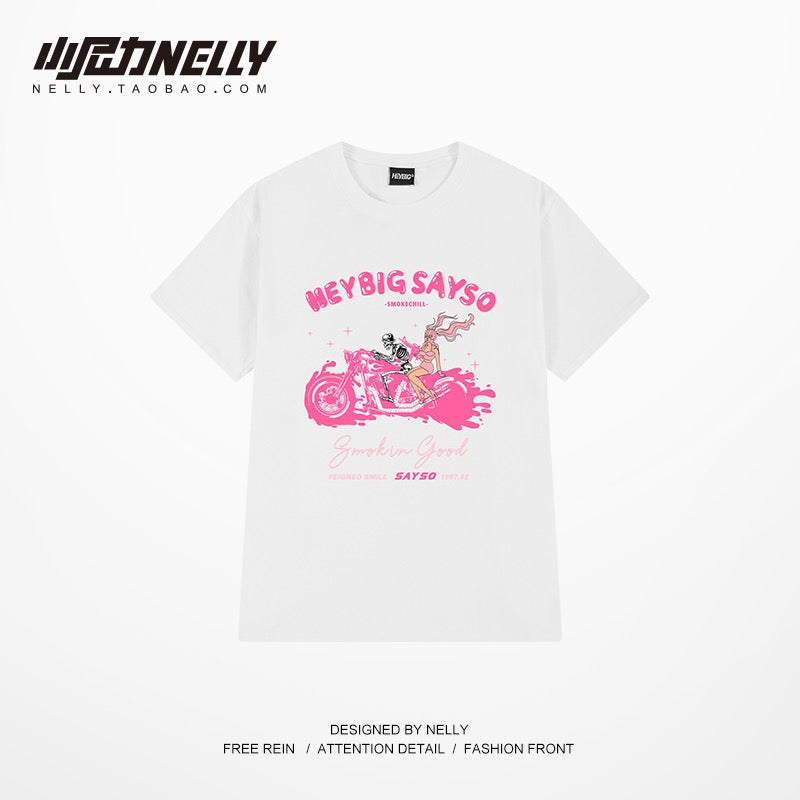 Original brand bad angel cartoon cotton Oversize loose short-sleeved t-shirt Tee half-sleeved mid-sleeved T-shirt bf
