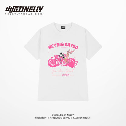 Original brand bad angel cartoon cotton Oversize loose short-sleeved t-shirt Tee half-sleeved mid-sleeved T-shirt bf