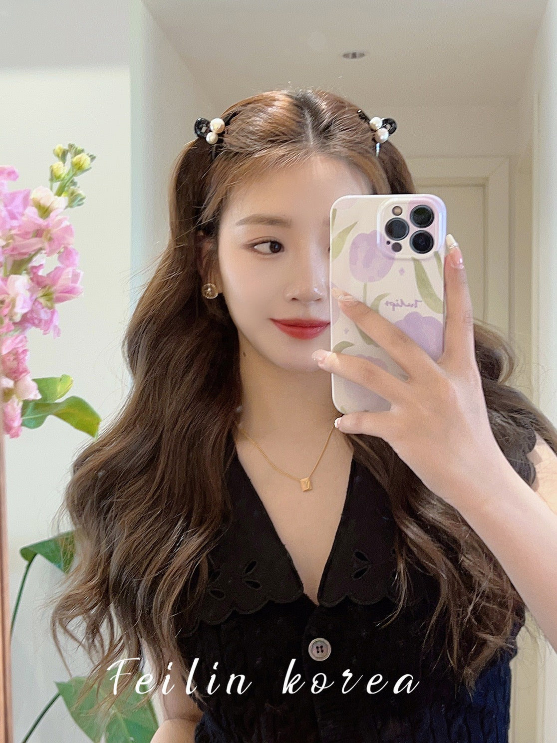 Princess head pearl small clip female clip headdress broken hair clip eight-character bangs forehead side clip 2023 new