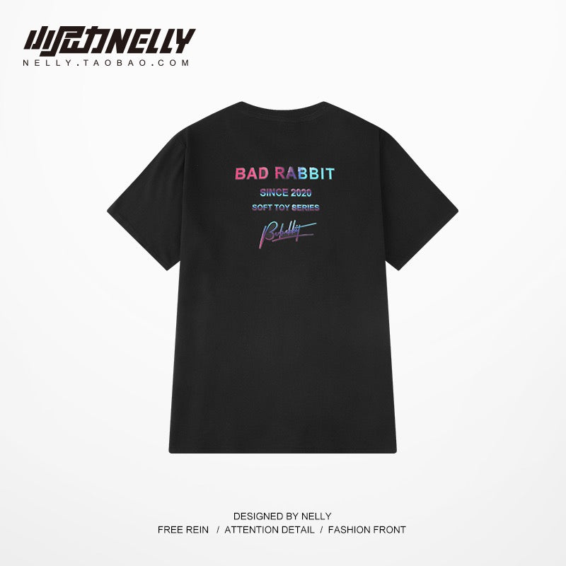 Short-sleeved men's and women's oversize tide brand t-shirt summer cotton graffiti half-sleeved loose Korean men's short-sleeved top