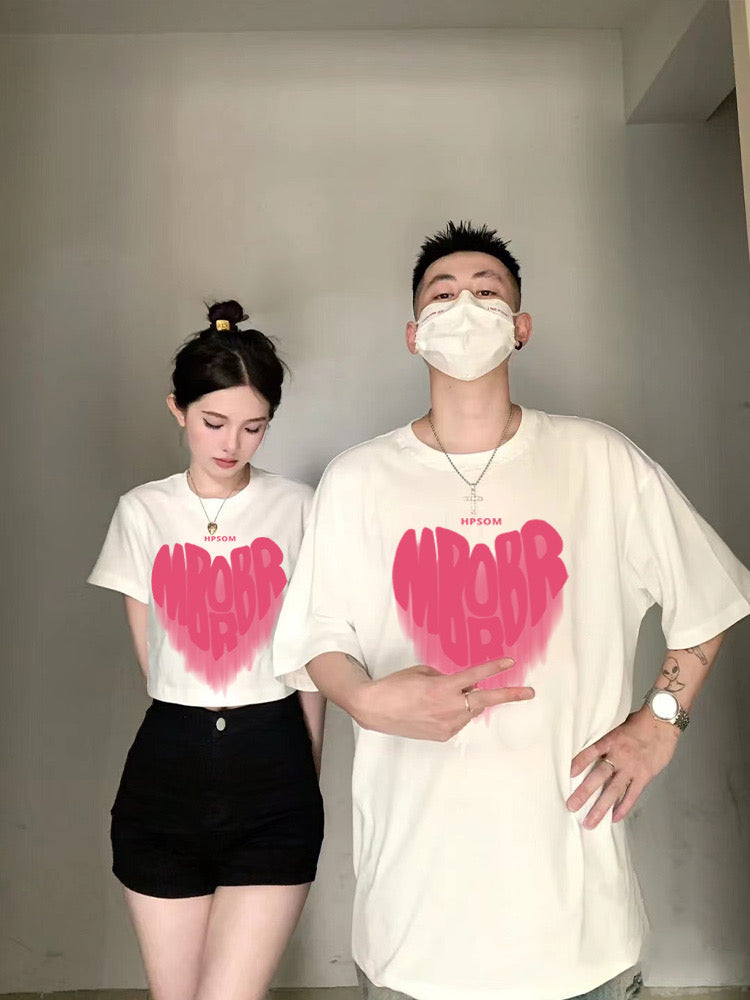 The same color couple clothes summer clothes Internet celebrity ins super hot trendy brand t-shirt high-end sense 2023 new trend short-sleeved half