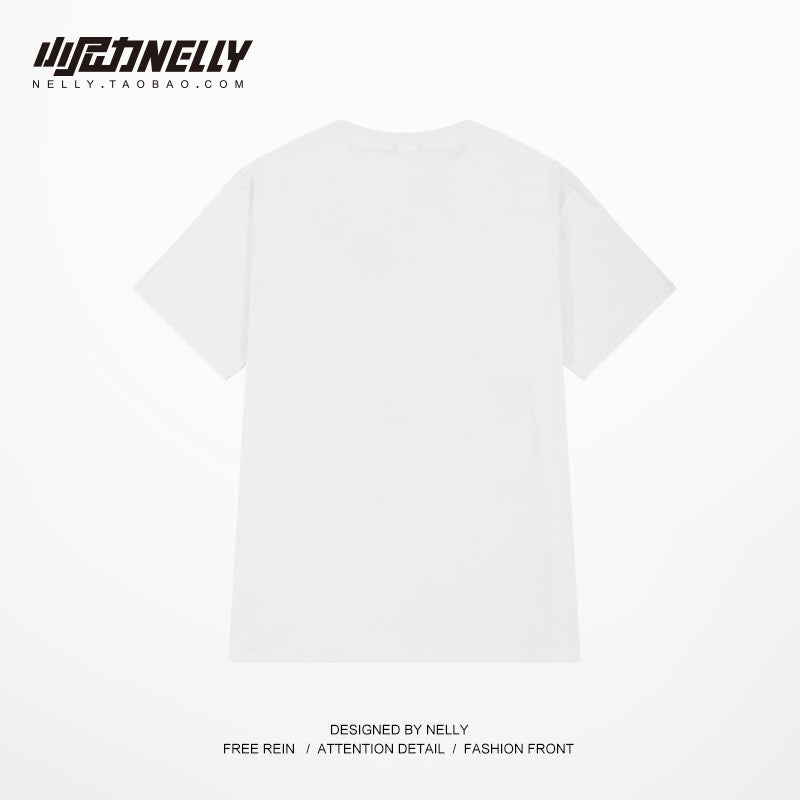 ulzzang hip-hop trendy brand retro niche cartoon fun oversize loose men and women couple short-sleeved T-shirt bf