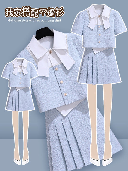 Small fragrant wind suit skirt female summer 2023 new temperament goddess fan high-end small man wears a complete set of two pieces