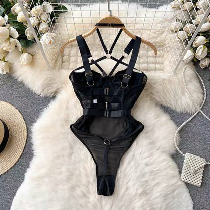 Summer sexy retro foreign style babes pure desire wind lace mesh gauze ruffles waist wrap chest sling dress