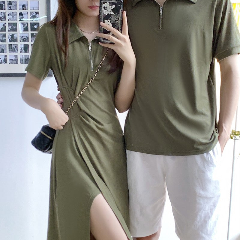 2023 new trendy design sense casual polo dress slimming summer for couples