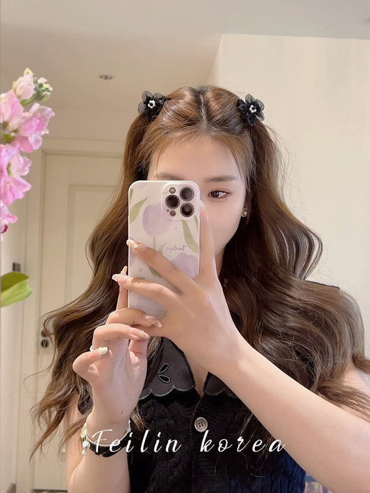 Mesh pearl clip black hair clip female clip headdress hair catch bangs hair clip forehead hair ornament small shark clip