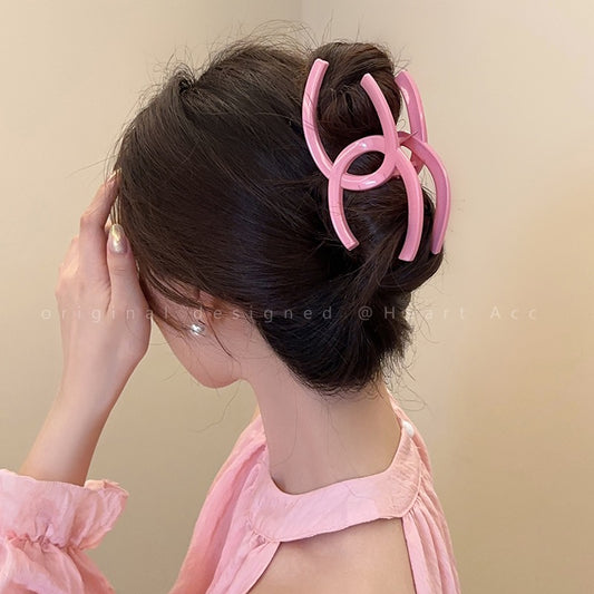 Jelly girl ~ five-color double C large clip female Korean temperament dish hair shark clip back head hair volume more hair clip