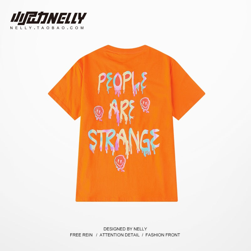Oversize printed short-sleeved trendy men and women loose ins cotton T-shirt youth retro student couple tops T-shirt