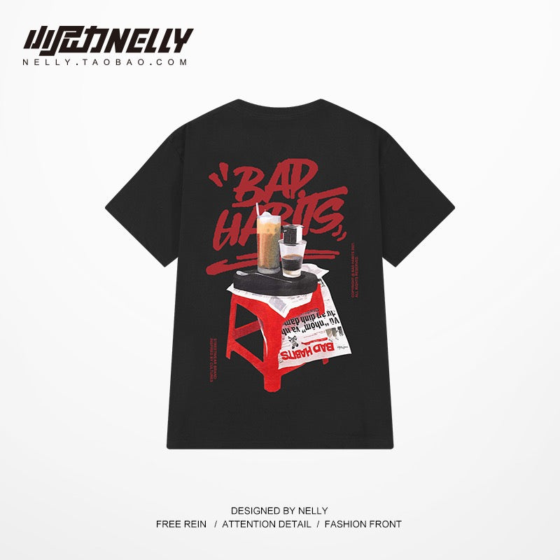 Retro oversize short-sleeved men's and women's bf style new loose half-sleeved American retro t-shirt pure cotton men's t-shirt