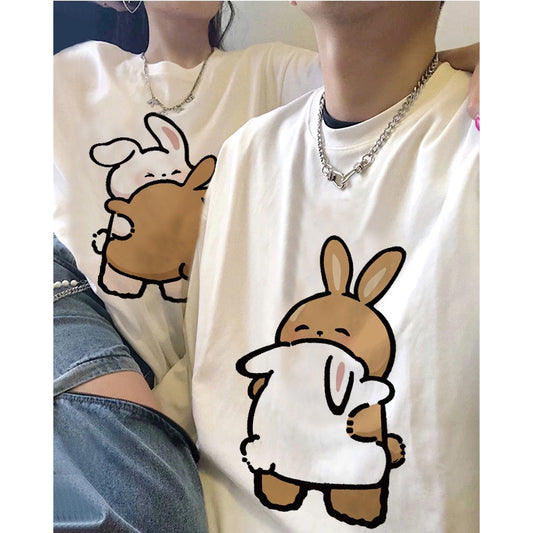 roora couple wear summer short-sleeved 2023 new disoo suit is not the same high-end special t-shirt cotton