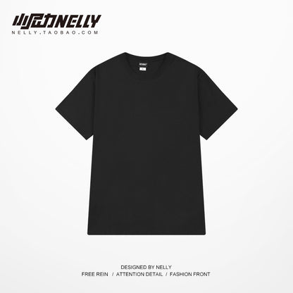 High street retro t-shirt men's hip-hop short-sleeved summer loose five-point sleeve trend tide brand ins boy compassionate Harajuku style