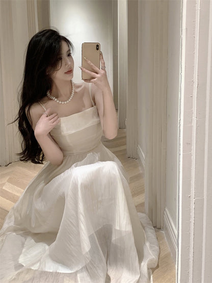 Pure desire wind waist strap dress women's summer 2023 new sexy temperament skirt high-end mid-length skirt