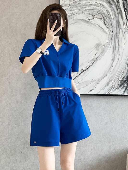 Summer 2023 new style small fragrance style high-end design sense shorts two-piece suit high and thin small casual suit