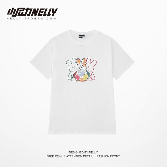 White bear T-shirt men and women 2023 summer new design sense ins tide loose all-match bottoming shirt top bf style