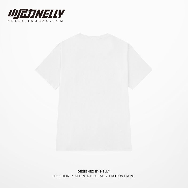Original brand bad angel cartoon cotton Oversize loose short-sleeved t-shirt Tee half-sleeved mid-sleeved T-shirt bf