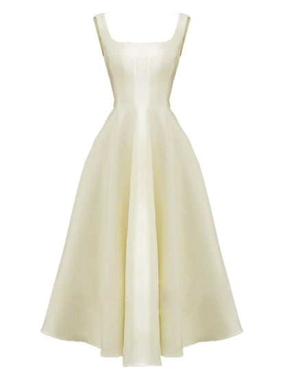 Tea break French white suspender skirt high-end sense birthday dress dress super fairy waist slimming temperament summer
