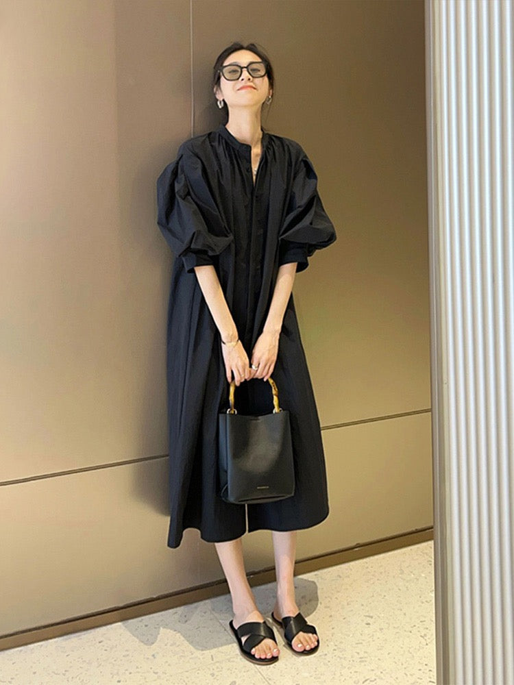 Black dress women's summer 2023 new style slightly fat and thin temperament high-end sense French net red hot style long skirt