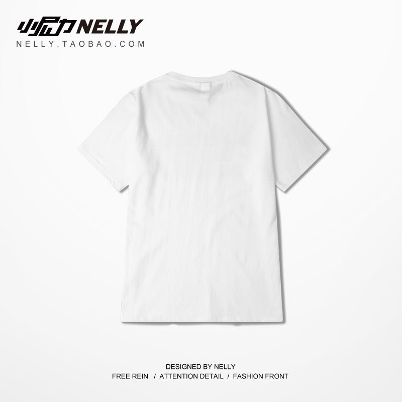 Summer new Japanese hip-hop Hong Kong casual hip-hop tide brand couple models pure cotton short-sleeved t-shirt trendy men and women tee