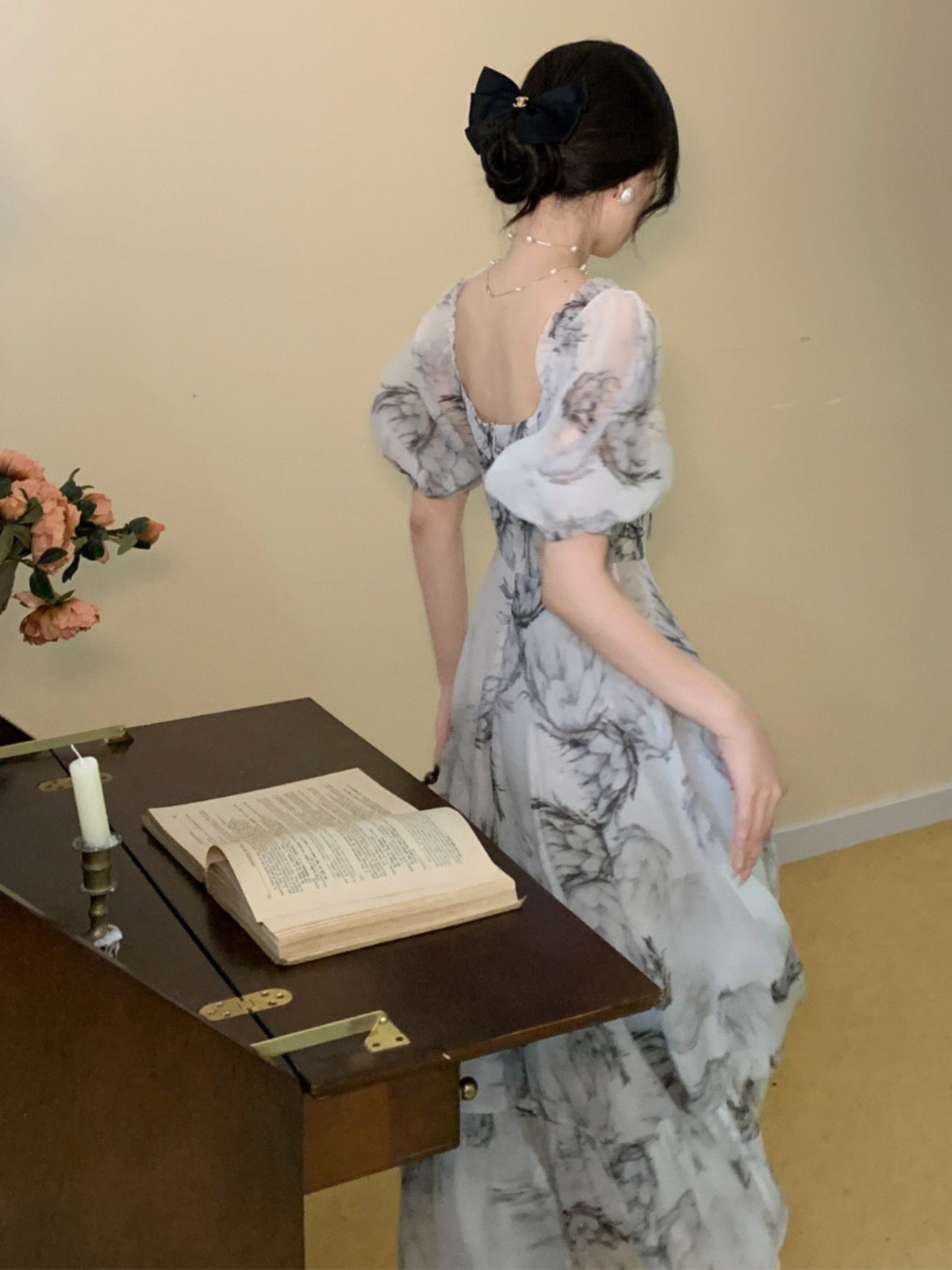 Tang Gongzi Tea Break French Dress Palace Style Puff Sleeves Slim Waist Temperament Royal Sister Fairy Skirt Super Fairy Forest