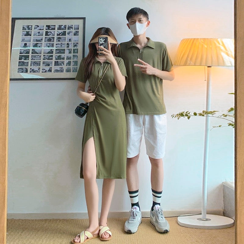2023 new trendy design sense casual polo dress slimming summer for couples