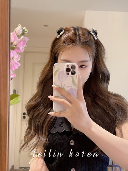 Mesh pearl clip black hair clip female clip headdress hair catch bangs hair clip forehead hair ornament small shark clip