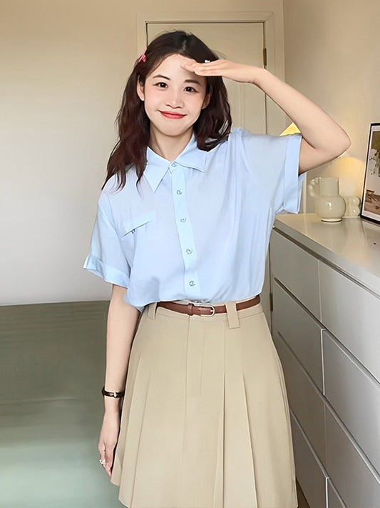 Summer clothes with a whole set of slightly fat and thin tea wear with salt light casual jk uniforms college style suits for women