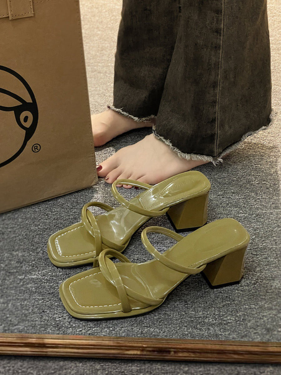 Slippers with skirt women's summer wear 2023 new French retro sandals high-end high-heeled shoes