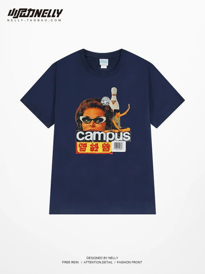 Short-sleeved men's summer oversize half-sleeved cotton tide brand trendy clothes 300g heavy American retro t-shirt