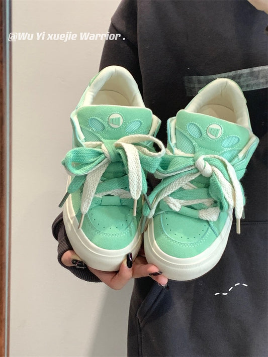 American retro casual sneakers women 2023 summer new breathable original women's shoes all-match niche thick-soled bread shoes
