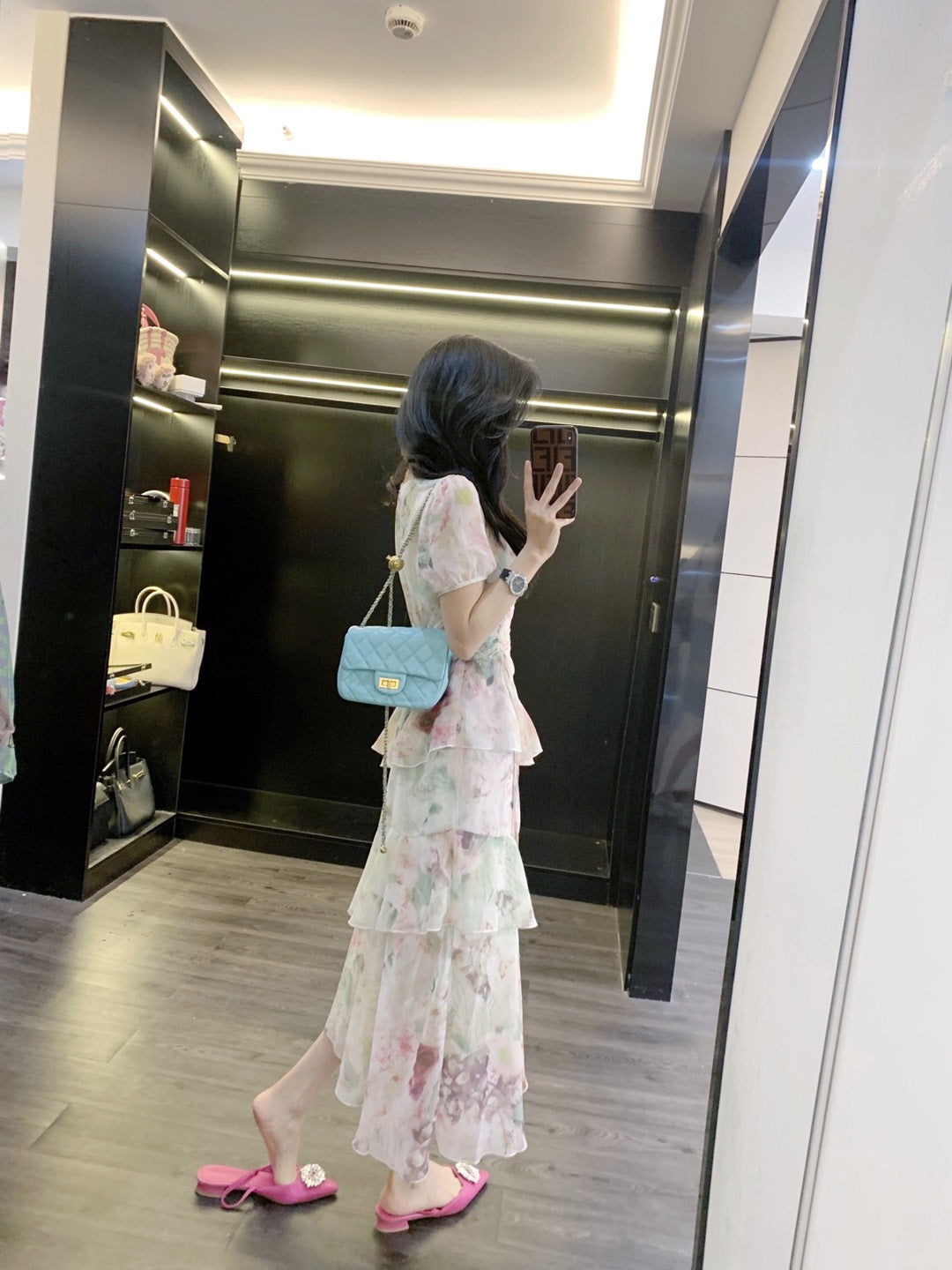 Leathercat dress 2023 new women's net red hot style cake skirt French temperament skirt women's summer