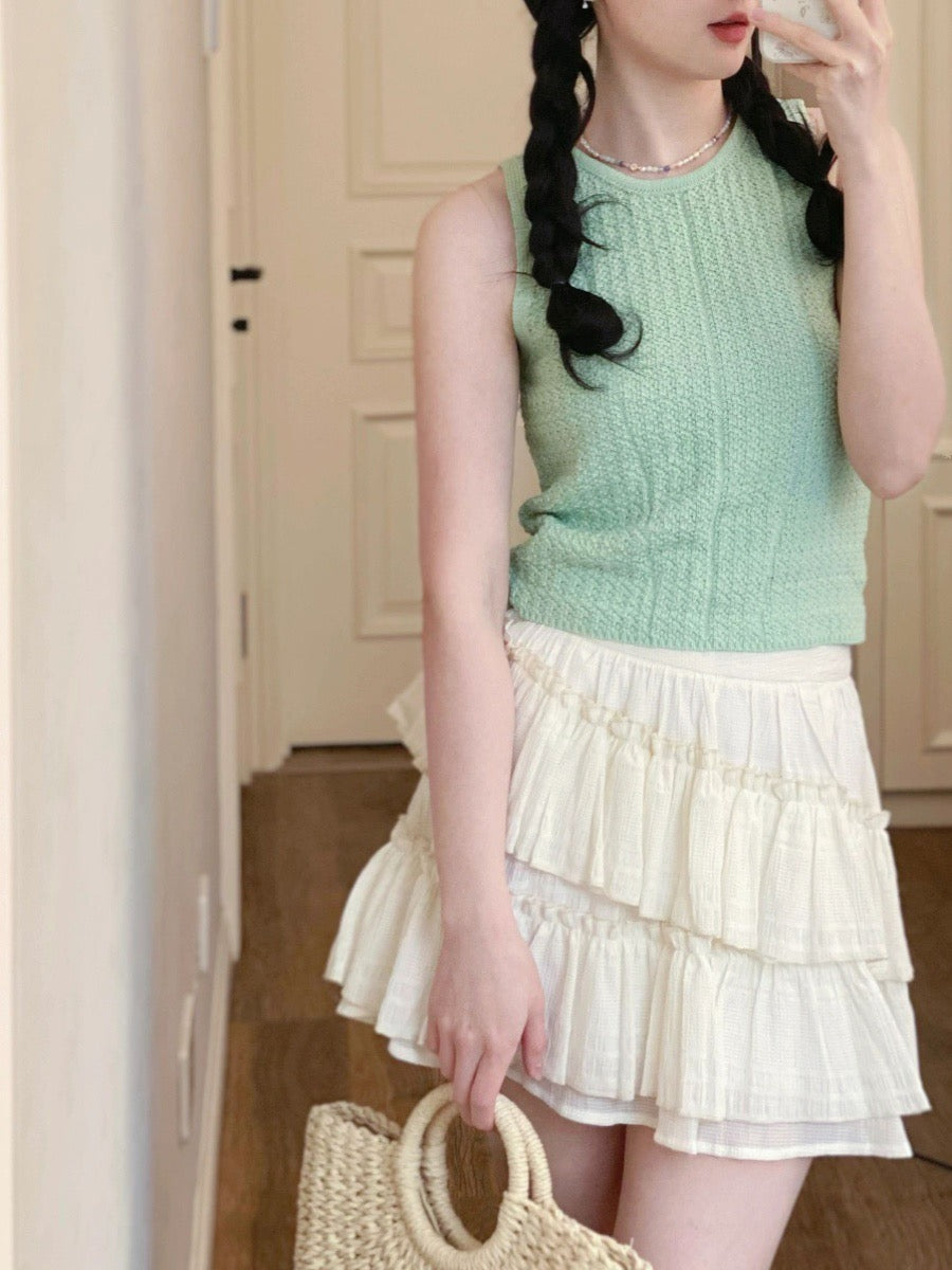 Internet celebrity 2023 fried street suit vest top skirt two-piece suit female summer small milk wear a complete set