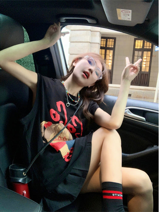 Design sense cola girl printed sleeveless T-shirt summer 2023 new cute wind fashion vest top women's clothing