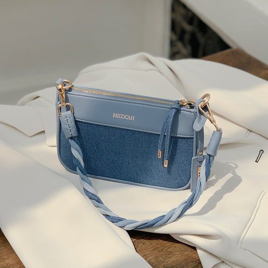 Micocah denim is very busy bag 2023 new denim blue underarm bag women's single shoulder Messenger retro all-match
