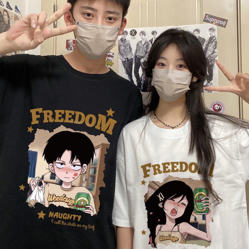 Different and special couple outfits summer high-end 2023 new trendy short-sleeved T-shirt suits for a man and a woman