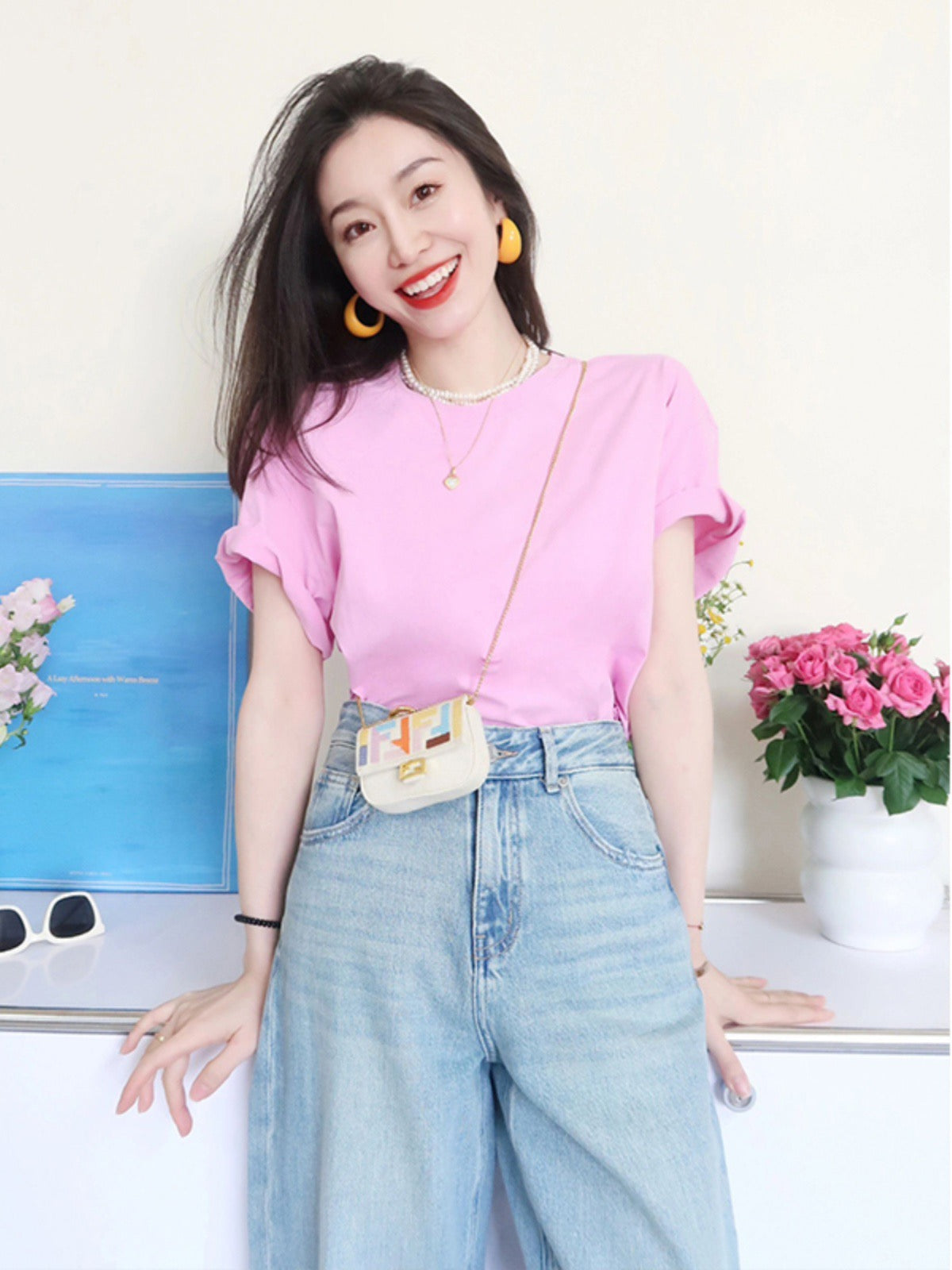 Summer clothes with a whole set of fat and thin Dopamine girls wear playful and lively age-reducing suits for women 2023