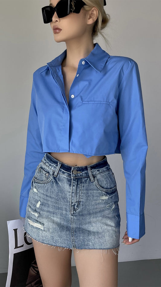 Iya White Sunscreen Shirt Women's Summer Thin Coat Loose Casual Design Short Long-sleeved Shirt