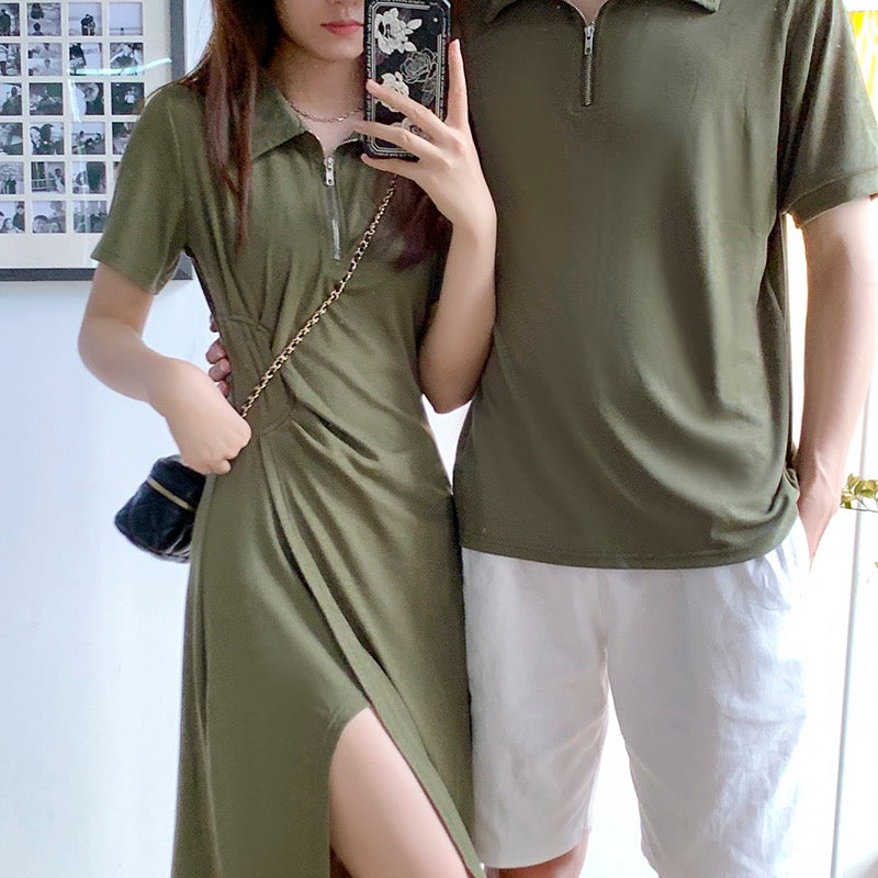 2023 new trendy design sense casual polo dress slimming summer for couples