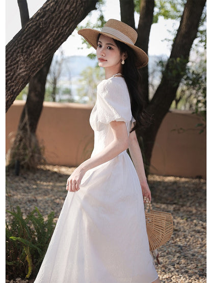The plum is ripe [Yunxiang] embossed jacquard French dress spring new high-end temperament a-line long skirt