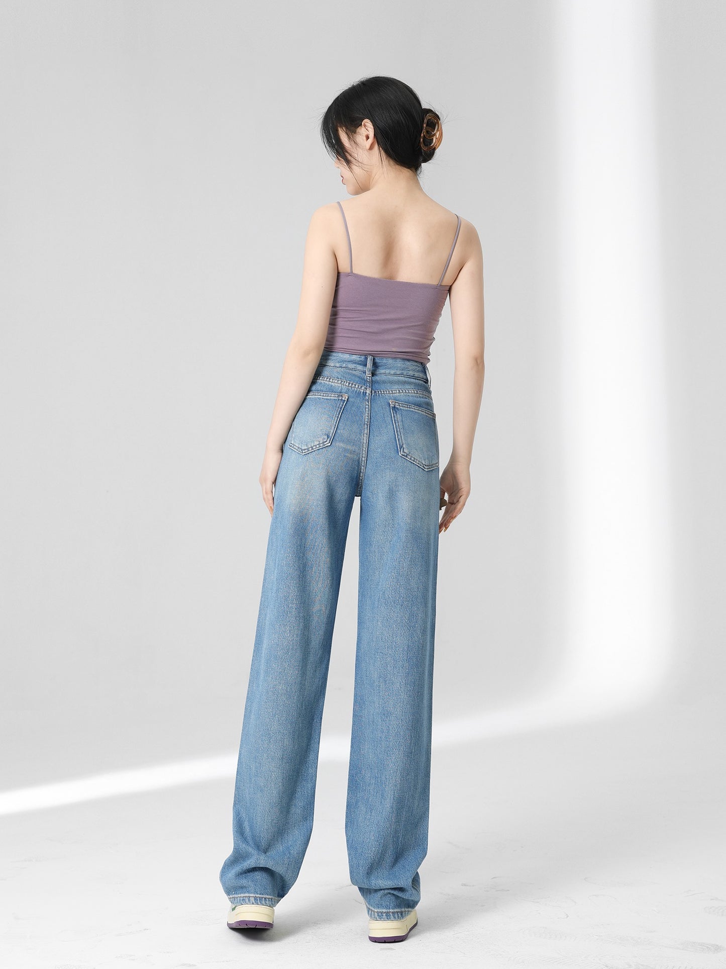 Wang Youshan high-waist denim wide-leg pants women's loose vertical trousers spring and summer 2023 new slim mopping pants