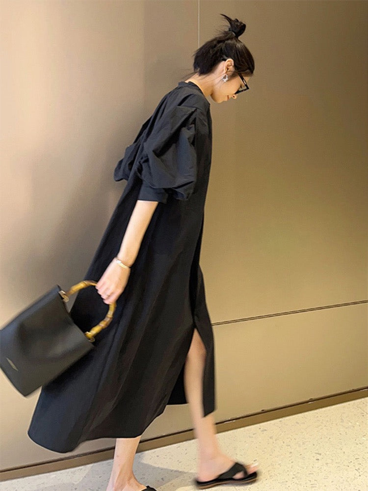 Black dress women's summer 2023 new style slightly fat and thin temperament high-end sense French net red hot style long skirt