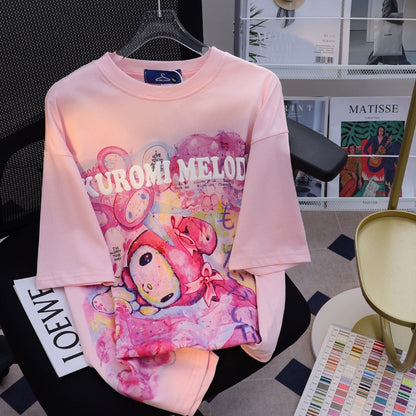 JWNEED magic Melody couple dress T-shirt female summer loose American oversize high street short-sleeved top