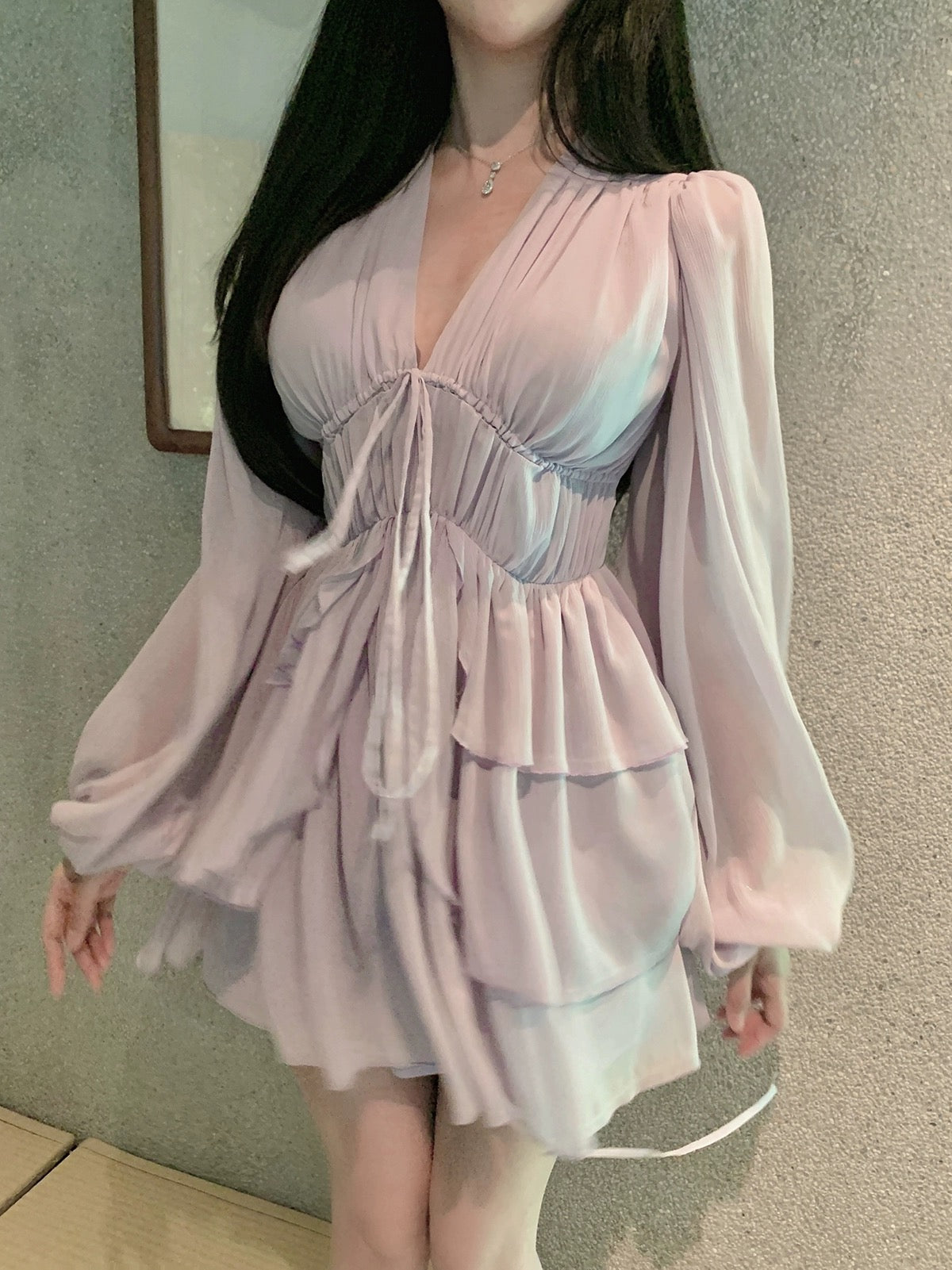 Hotdog hot dog is very spicy [Smoky Mountain Fog Purple] Pure Desire Wind Royal Sister Style Dress Women's Summer Mid-Length Skirt