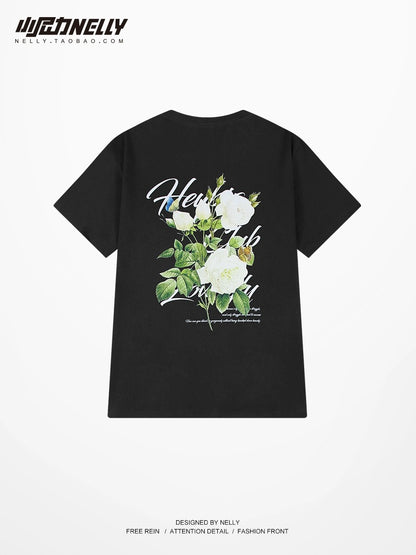 2023 new heavy cotton men's short-sleeved t-shirt summer American retro boys tide brand trendy half-sleeved clothes