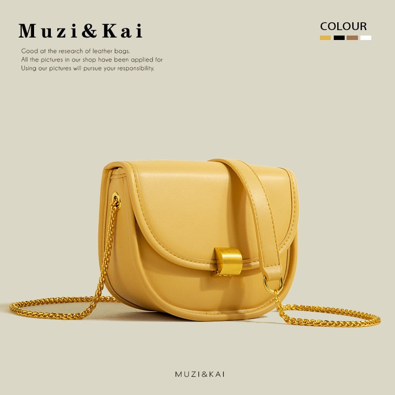 MuziKai genuine simple texture niche chain bag women 2023 new commuter all-match one-shoulder Messenger bag