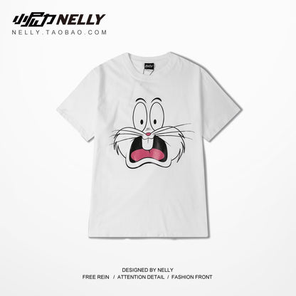 Summer new Japanese hip-hop Hong Kong casual hip-hop tide brand couple models pure cotton short-sleeved t-shirt trendy men and women tee