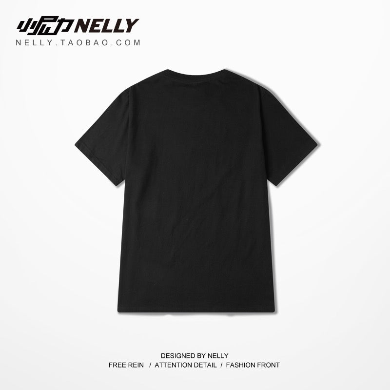 Summer new Japanese hip-hop Hong Kong casual hip-hop tide brand couple models pure cotton short-sleeved t-shirt trendy men and women tee